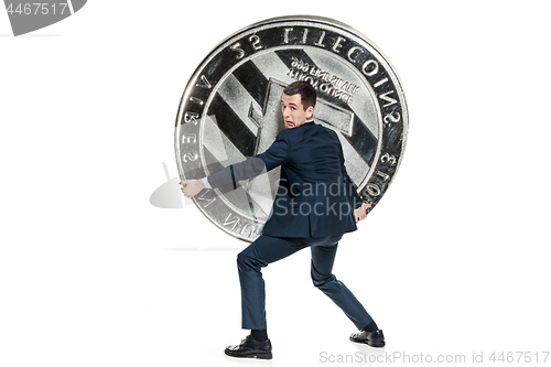 Image of The business man holding business icon