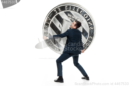 Image of The business man holding business icon