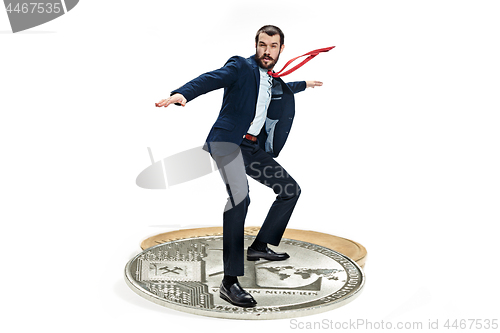 Image of The business man standing on business icon