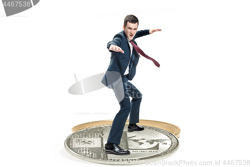 Image of The business man standing on business icon