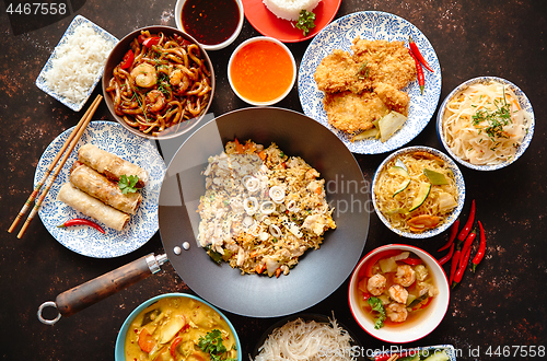 Image of Chinese food set. Asian style food concept composition.