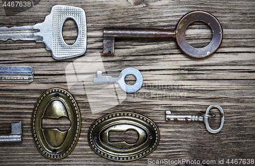 Image of old keys and keyholes