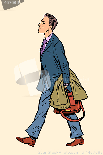 Image of businessman walking, walk around the city