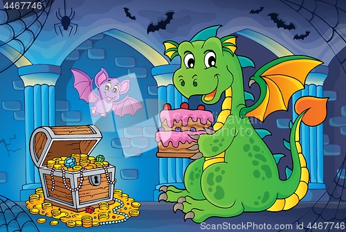 Image of Dragon holding cake theme image 2