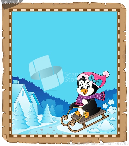 Image of Sledging penguin theme parchment 2