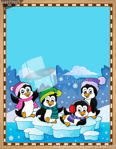 Image of Happy winter penguins topic parchment 1