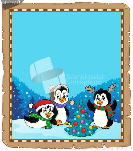 Image of Christmas penguins thematic parchment 5