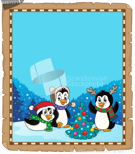 Image of Christmas penguins thematic parchment 5