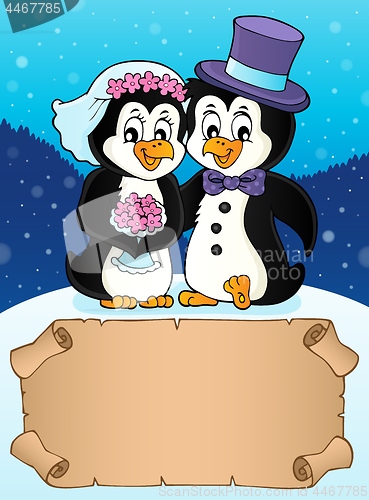Image of Small parchment and penguin wedding 1