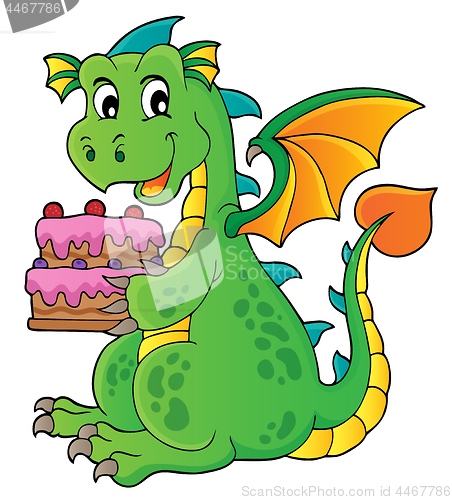 Image of Dragon holding cake theme image 1