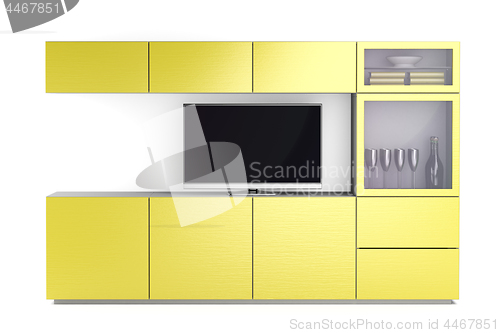 Image of Led tv and yellow tv stand