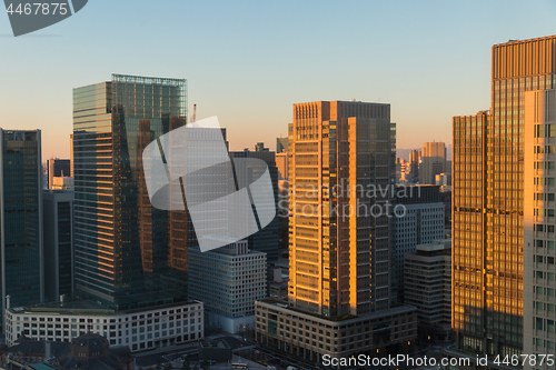 Image of skyscrapers or office buildings in tokyo city