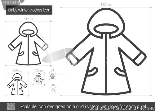 Image of Baby winter clothes line icon.