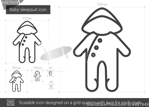 Image of Baby sleepsuit line icon.