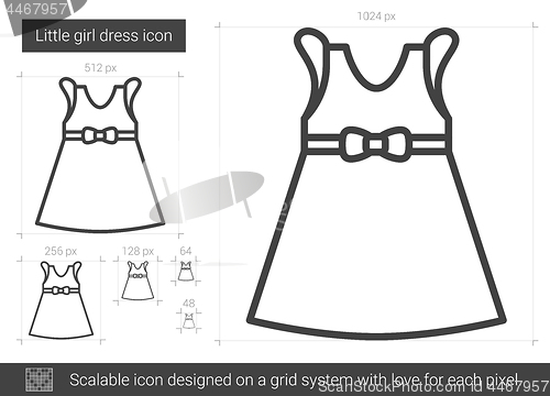 Image of Little girl dress line icon.