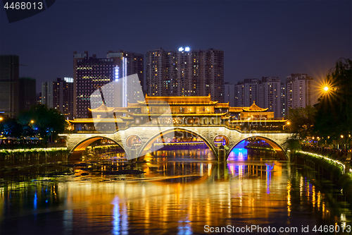 Image of Anshun bridge at night, Chengdu, China