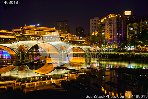 Image of Anshun bridge at night, Chengdu, China