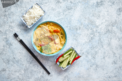 Image of Traditional Chinese or Thai chicken yellow curry