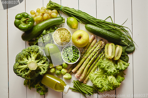 Image of Green antioxidant organic vegetables, fruits and herbs