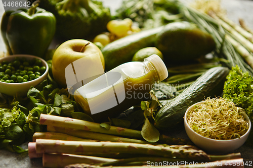 Image of Green antioxidant organic vegetables, fruits and herbs