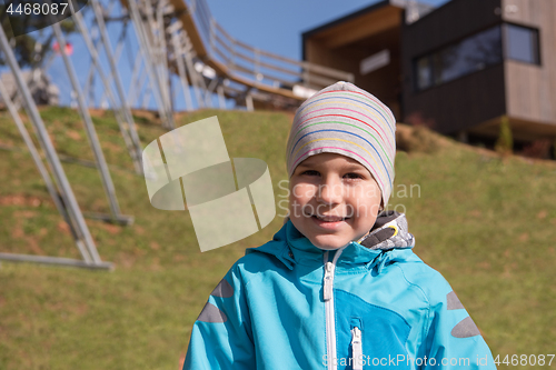 Image of Portrait of a boy with hat and  jacket