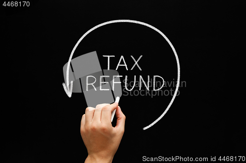 Image of Tax Refund Arrow Concept On Blackboard