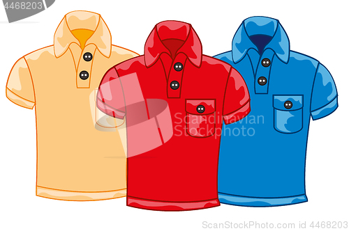 Image of Three male shirts of the miscellaneous colour on white background