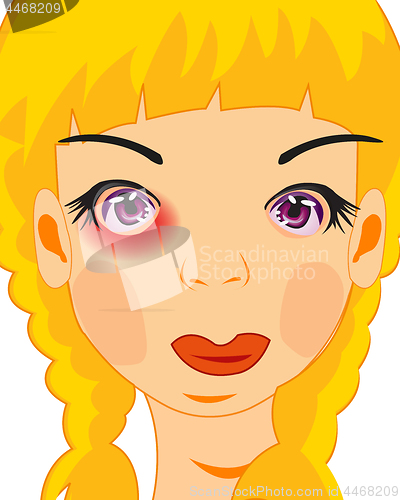 Image of Making look younger girl with bruise under eye