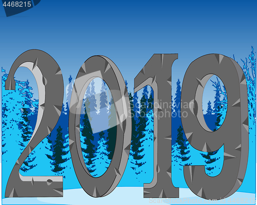Image of Numerals approaching new year on background winter wood