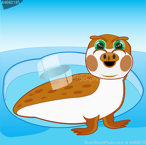 Image of Cartoon arctic animal seal in wormwood on north