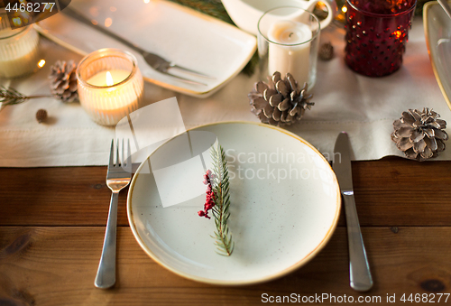 Image of table served for christmas dinner at home