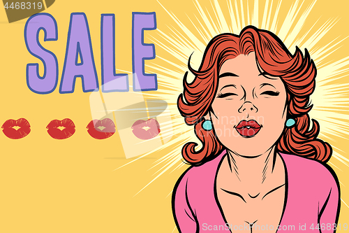 Image of woman kiss sale pop art