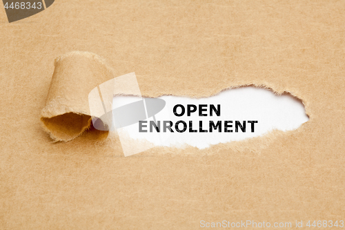 Image of Open Enrollment Torn Paper Concept