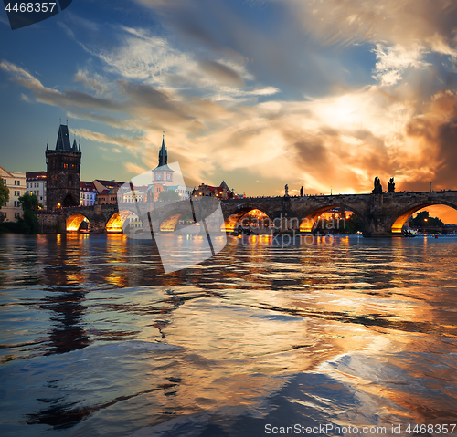 Image of Fiery sunset in Prague