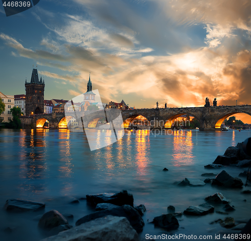 Image of Dusk and Charles bridge