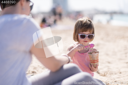 Image of Mom and daughter on the beach