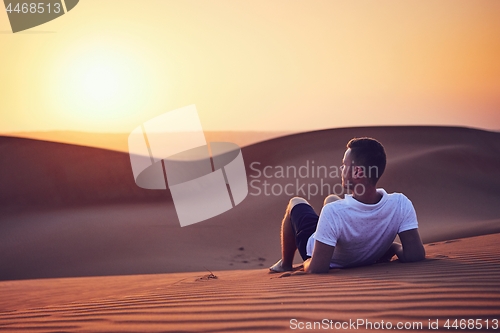 Image of Idyllic sunrise in desert