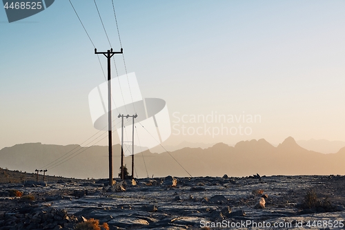 Image of Power lines in mountains