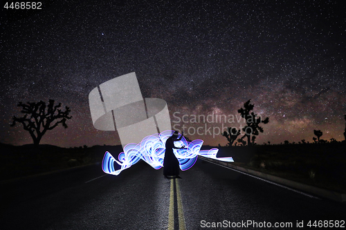 Image of Light Painted Girl Under the Milky Way