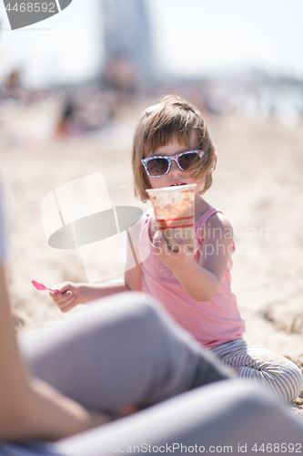 Image of Mom and daughter on the beach