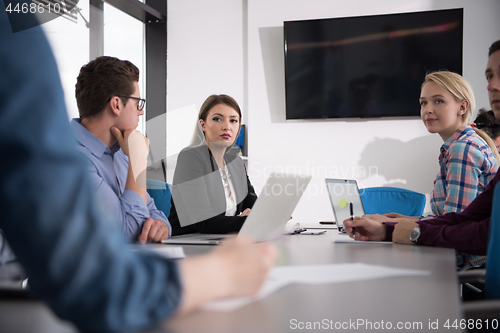 Image of Business Team At A Meeting at modern office building