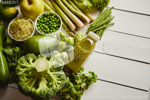 Image of Green antioxidant organic vegetables, fruits and herbs