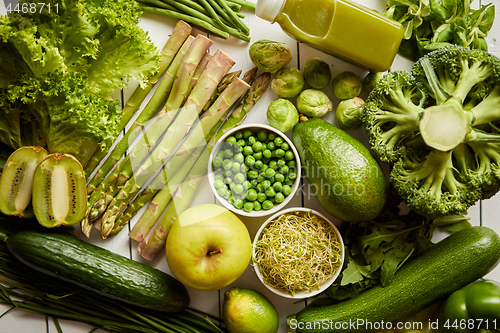Image of Green antioxidant organic vegetables, fruits and herbs