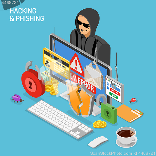 Image of Hacker Activity Isometric Concept