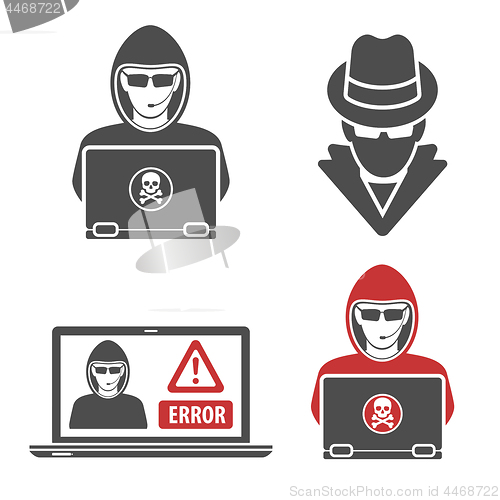 Image of Cyber Crime with Set Logos Hacker Spy