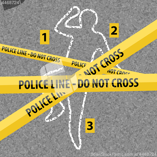 Image of Crime Scene Contour Body with Chalk