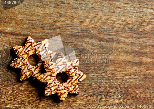 Image of christmas cookies decorated with chocolate