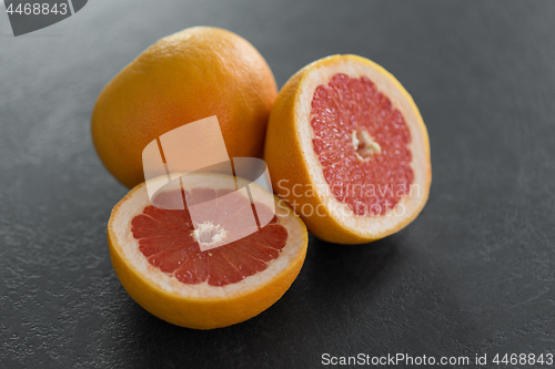 Image of close up of fresh juicy grapefruits