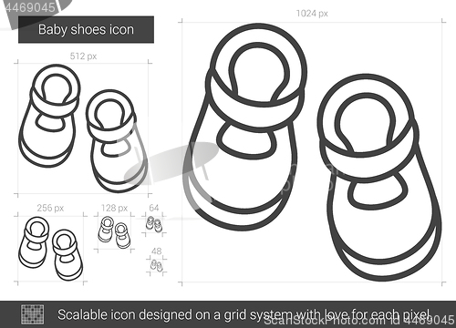 Image of Baby shoes line icon.