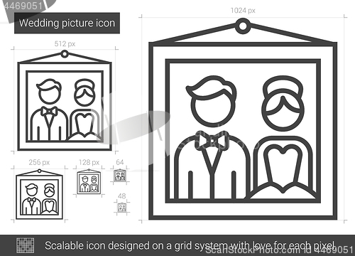 Image of Wedding picture line icon.